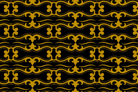Abstract Floral Pattern Batik Gold Black