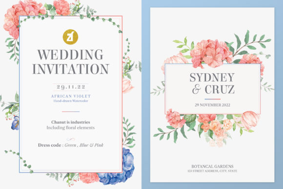 African Violet Wedding Invitation