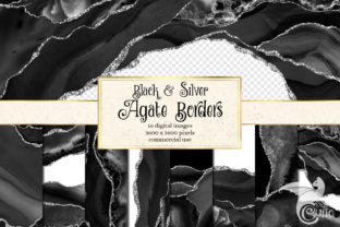 Black and Silver Agate Borders for Textures