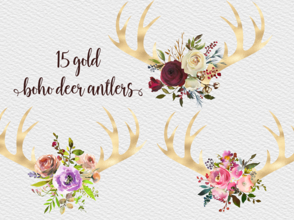 Boho Deer and Flowers, Horns, Crafts