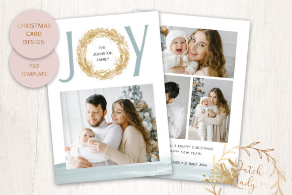 Christmas Photo Card Template Double PSD