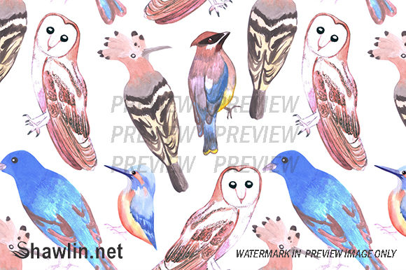 Endangered Birds Seamless Patterns