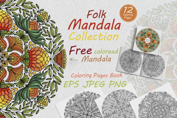Folk Style Mandala for Coloring and Coloring Pages Amp