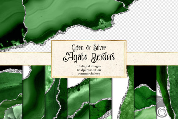 Green and Silver Agate Borders Textures