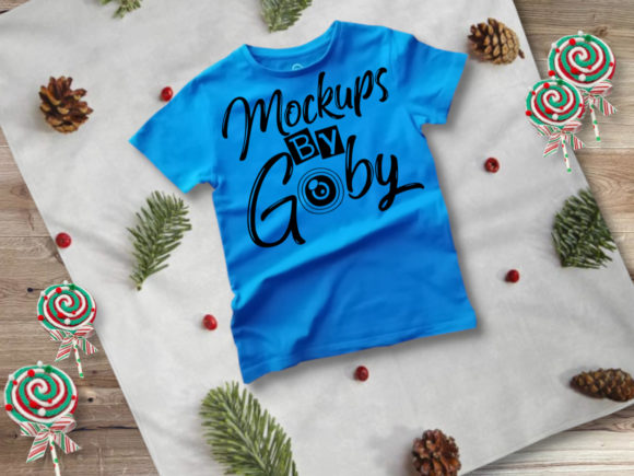 Mockup Kids Blue T-shirt, Christmas for Baby Amp