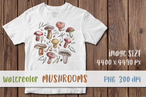 Mushroom T-Shirt Forest Art Print and Print Templates
