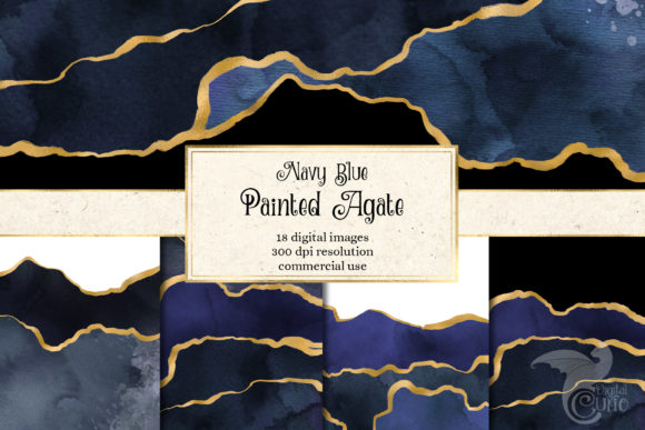 Navy Blue Painted Agate