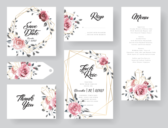 Peonies Floral Wedding Invitation Card and Graphic Templates