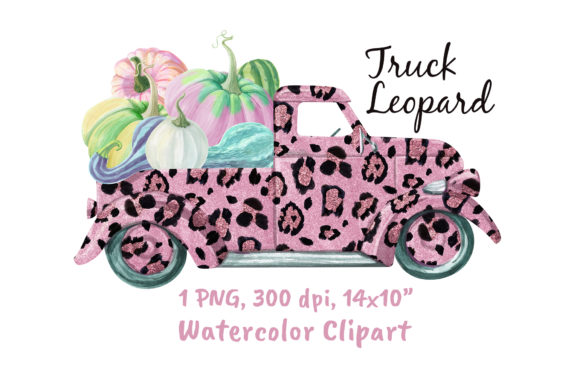 Pink Truck Leopard Print with Pumpkins and Crafts