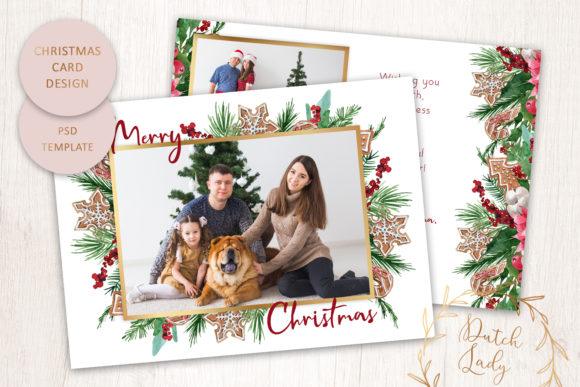 PSD Christmas Photo Card Template Double and Print Templates