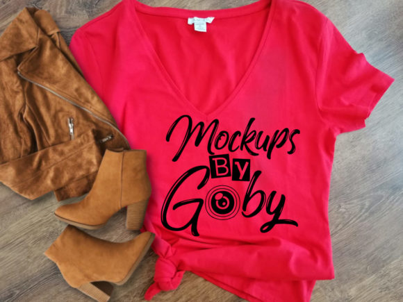 Red Flat Lay Mock Up for T-Shirts