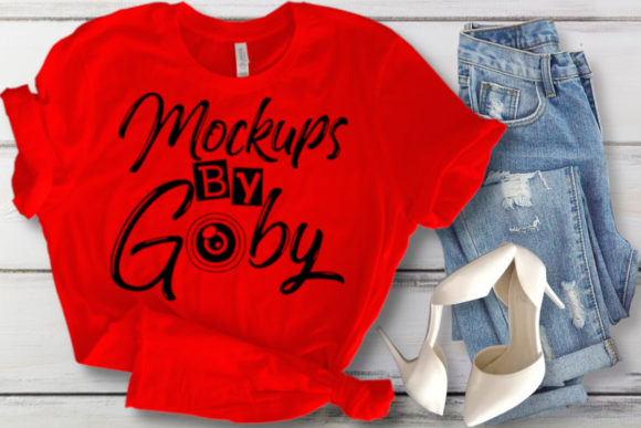 Red T Shirt Mock Ups, White Background