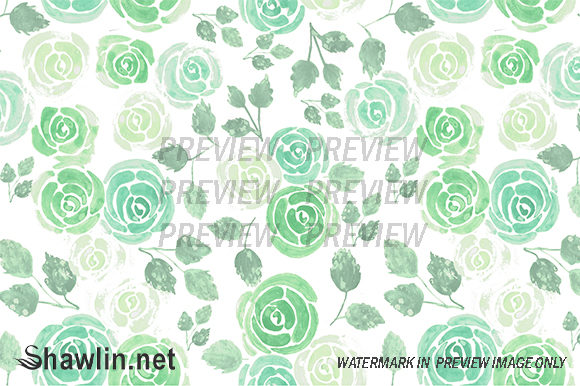Roses in Chalky Pastel Green & Patterns