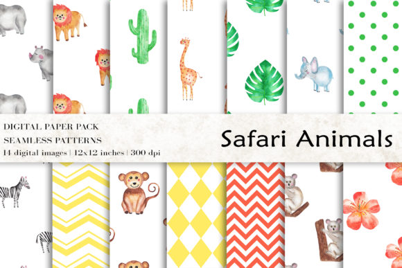 Safari Animals Digital Papers and Patterns