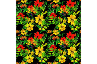 Seamless Flowers Pattern on Black for Branding