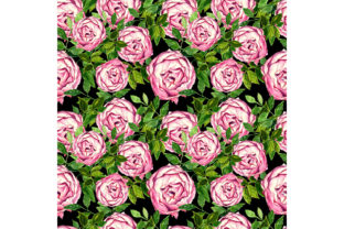 Seamless Pattern Roses on Black Patterns
