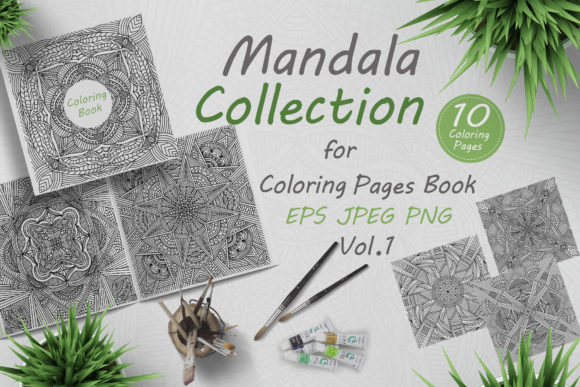 Square Mandala for Coloring Books, Vol.1 and Coloring Pages Amp