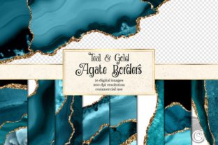 Teal and Gold Agate Borders Textures