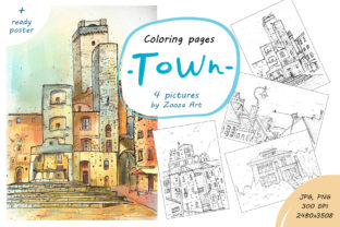 Town - 4 Coloring Pictures and Coloring Pages Amp