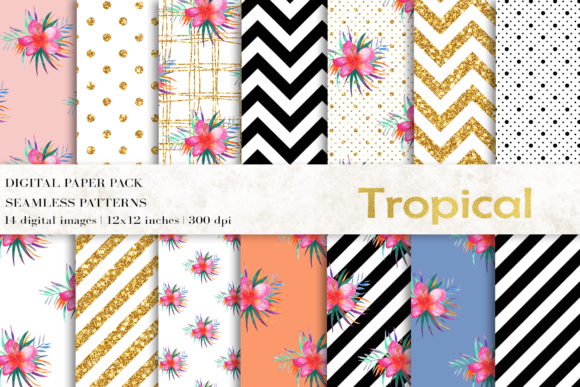 Tropical Digital Papers and Patterns