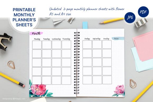 Undated Monthly Planner Sheets and Print Templates