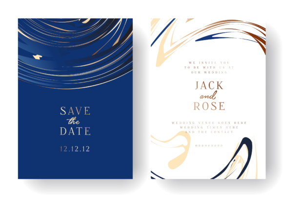 Wedding Card Invitation Gold Foil Marble Print Templates