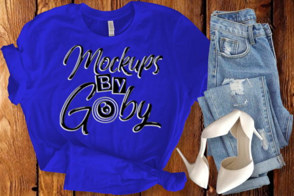 Wome Blue T-shirt Mockups, Styled Mockup
