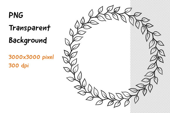 Wreath Frame Black and White -13 Decorative Elements